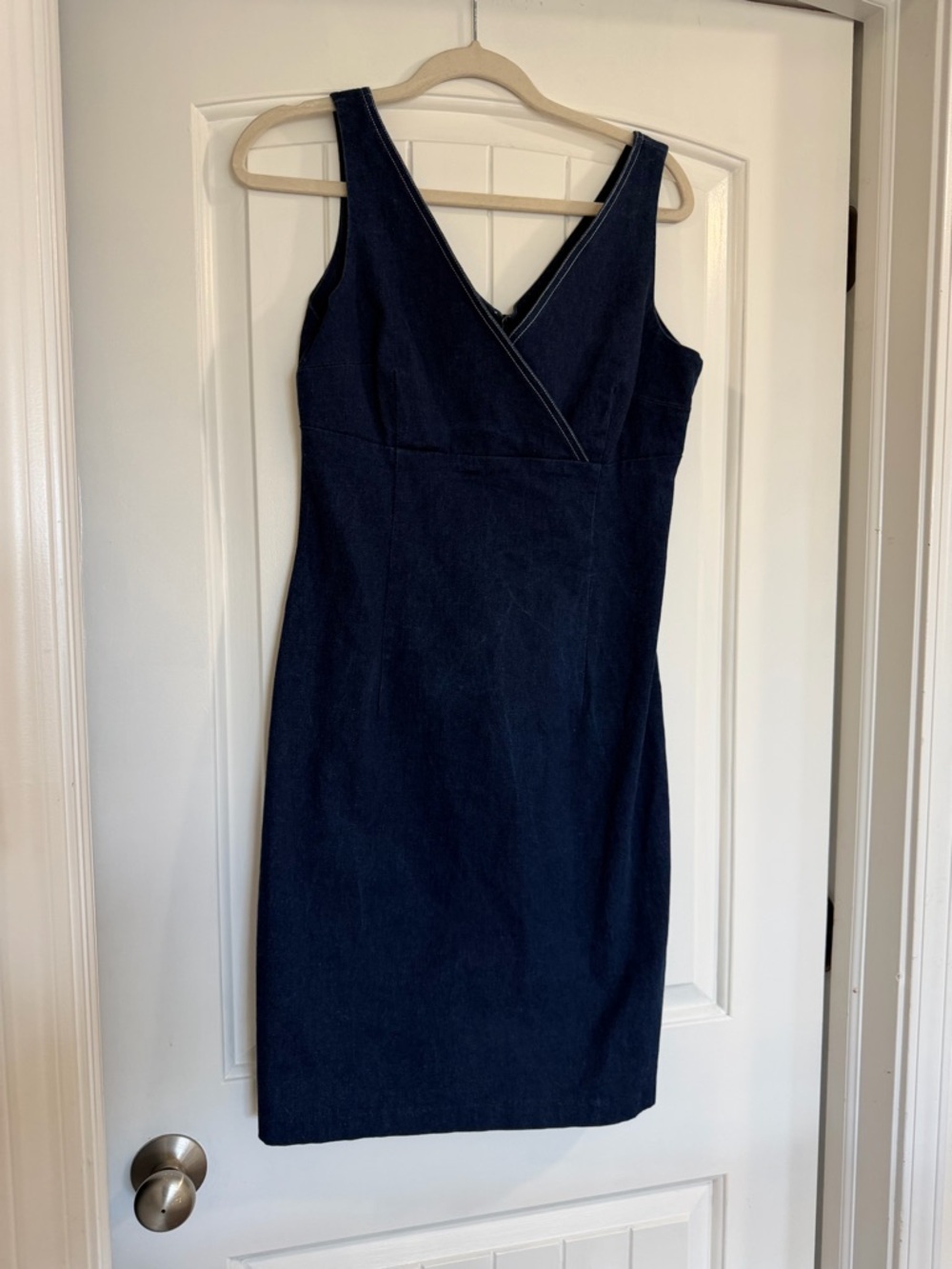 Stretch Denim Sleeveless Sheath Dress